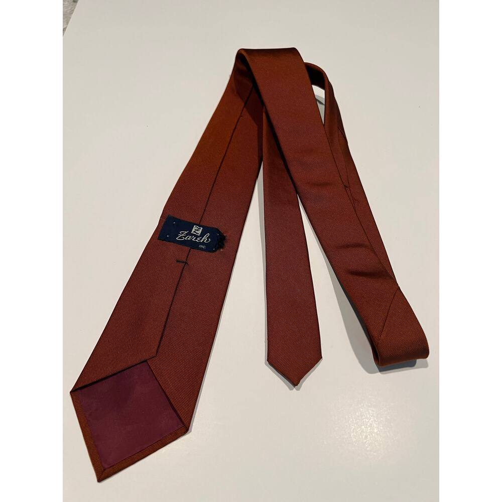 Zareh Vintage 100% Silk Men’s Necktie Copper Gold JL - Picture 3 of 10